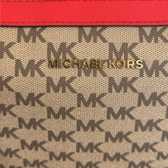 MICHAEL KORS Women’s Crossbody Bag Red Multi Canvas Leather Trim AUTHENTIC - Picture 6 of 13